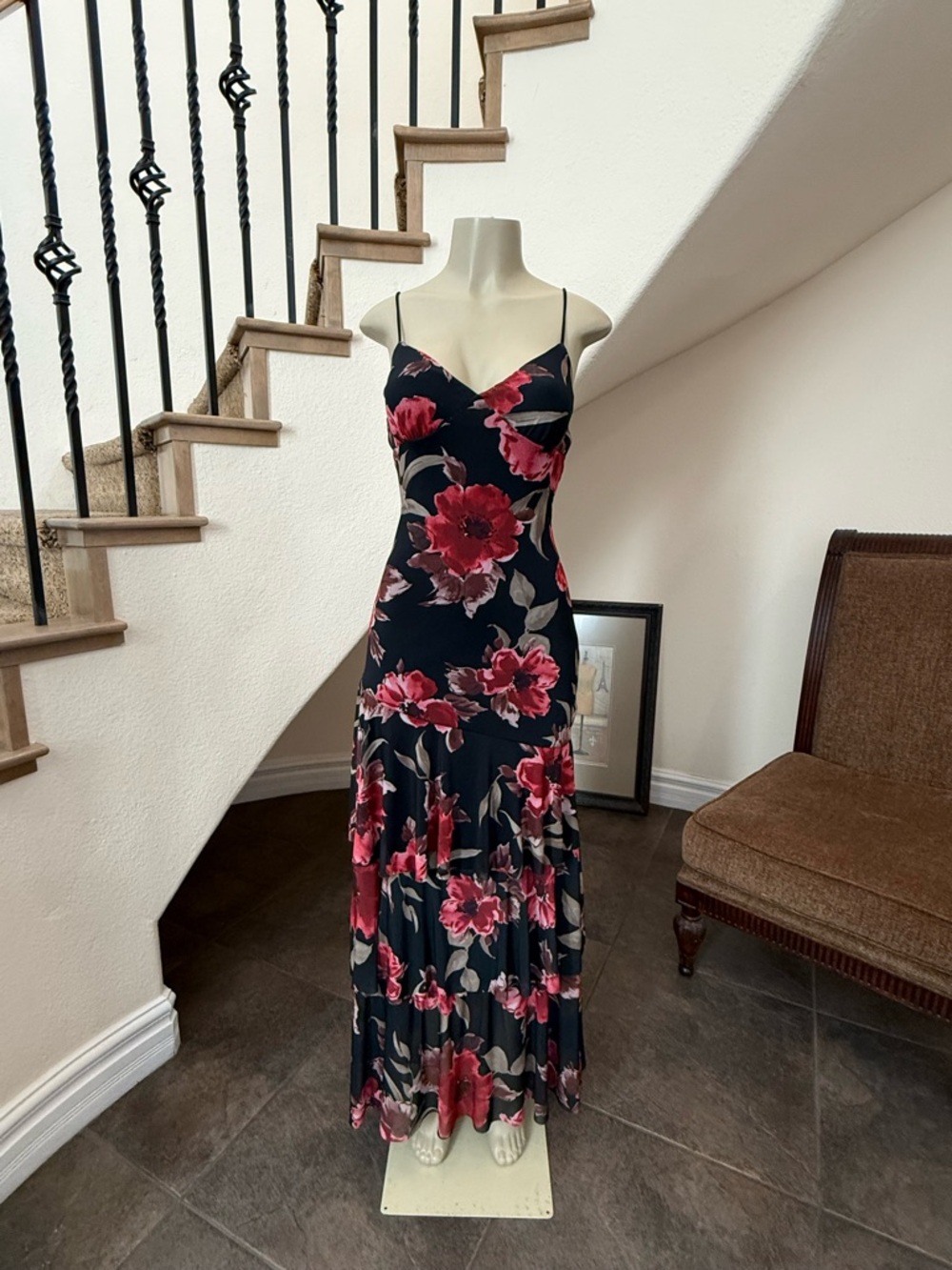 Windsor Floral Ruffle Maxi Dress L NWT Unworn